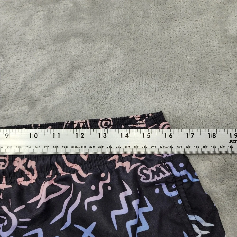 JAWS Swim Shorts Mens L Black Multicolor Print Lined Drawstring‎ Beach Summer